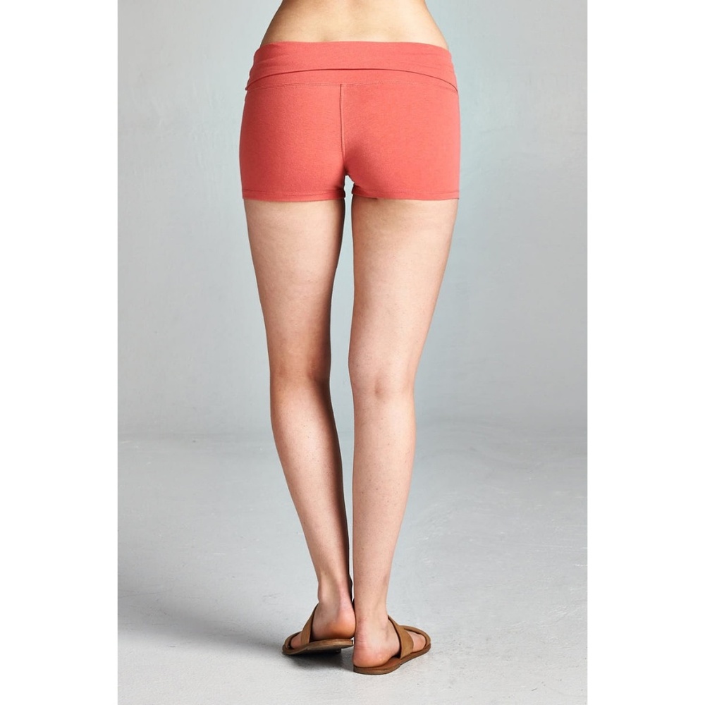 Basic Rose Fold Over Yoga Shorts - Picture 4 of 5